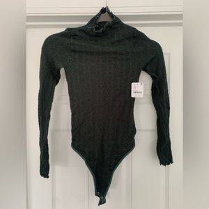 NWT Free People Bodysuit, Size Small/Medium, Dark Green